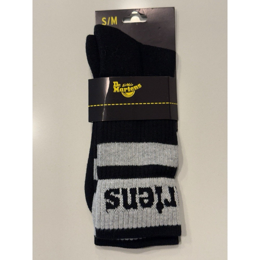 Dr Martens AC838003 Athletic Logo Black White Crew Socks S/M NWT Mens